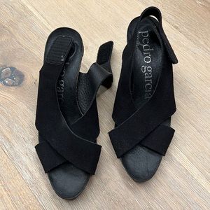 Pedro Garcia Sandals Womens  Wara Stiletto Heels Strappy Blue Suede Open Toe